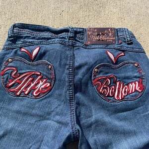 Apple Bottoms Y2k Blue Embroidered Pocket Jeans 28x31